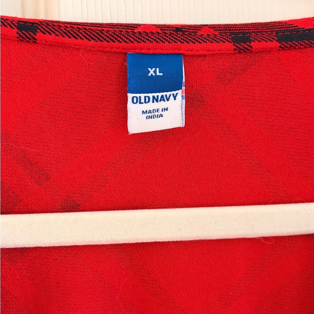Old Navy Women’s Red Plaid Mini Dress With Bow Size XL - Picture 3 of 5